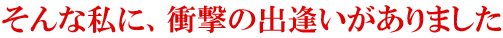 そんな私に、衝撃の出逢いがありました