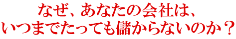 なぜ、あなたの会社は、いつまでたっても儲からないのか?