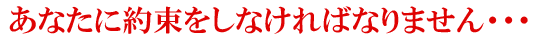 あなたに約束をしなければなりません・・・
